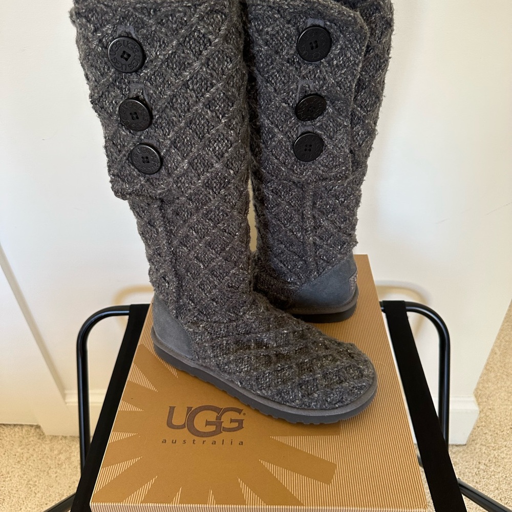 UGG Women's Charcoal Knit Button Boots